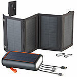 revolt Solar-Powerbank mit Kurbel & Extra-Solarpanel, 30.000 mAh, PD 20 Watt revolt Kurbel-Dynamo-Powerbanks mit Solar, QC 3.0, PD & Taschenlampe