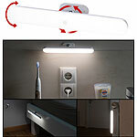 Lunartec Schwenkbare Akku-LED-Lichtleiste, PIR-Sensor, 120 lm, tageslichtweiß Lunartec