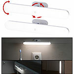 Lunartec 2er-Set schwenkbare Akku-LED-Lichtleisten, PIR, 120 lm, tageslichtweiß Lunartec