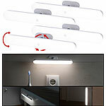 Lunartec 4er-Set schwenkbare Akku-LED-Lichtleisten, PIR, 120 lm, tageslichtweiß Lunartec