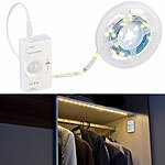 Lunartec 2er-Set Akku-LED-Streifen, 30 warmweiße LEDs, PIR, 180 lm, 100cm, IP65 Lunartec LED-Streifen mit PIR-Sensor und Akkubetrieb
