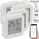 infactory 4er-Set Mini-Thermo-/Hygrometer, Komfort-Anzeige, LCD, Bluetooth, App infactory