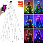 Lunartec Smarter LED-Tannenbaumüberwurf, 1,8 m, 180 RGB-IC-LEDs, App Lunartec WLAN-Weihnachtsbaum-Überwurf-Lichterketten mit App