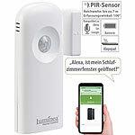 Luminea Home Control Smarter 2in1-WLAN-Tür-/Fenstersensor und PIR-Sensor, App, Sprachbefehl Luminea Home Control WLAN-Tür- & Fensteralarme mit Bewegungsmelder