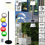Lunartec Solar-LED-Tisch- & Stehleuchte mit Fernbedienung, RGB & CCT, 400 Lumen Lunartec