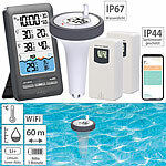 infactory Smartes WLAN-Poolthermometer, IP67, 2 Außensensoren, Alarm infactory Funk-Poolthermometer mit WLAN, App & Außensensoren für Luftfeuchtigkeit & Temperatur
