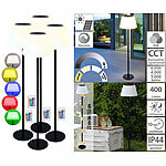 Lunartec 4er-Set Solar-LED-Tisch- & Stehleuchte, Fernbedienung, RGB&CCT, 400 lm Lunartec Solar-LED-Tisch- & Stehleuchten mit RGB-CCT-Funktion