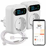 revolt 2er-Set WLAN-Steckdosen-Thermostat, Heiz- & Klimageräte, App, Sensoren revolt