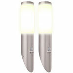 Lunartec 2er-Set 1-flammige Außen-Wandlampen, PIR-Sensor, E27, Edelstahl, IP65 Lunartec Wetterfeste Außenwandleuchten mit E27-Sockel und Bewegungssensor