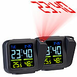 infactory 2er-Set Projektions-Wecker mit VA-Farbdisplay, Hygro-/ Thermometer infactory Projektions-Wecker mit VA-Farbdisplays