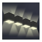 Luminea 4er-Set Outdoor-LED-Wandleuchte, austauschbare G9-LED, IP54, schwarz Luminea LED-Wandleuchten mit einstellbarem Abstrahlwinkel und austauschbarem LED-Leuchtmittel