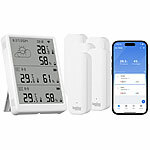 Luminea Home Control WLAN-Temperatur- & Luftfeuchtigkeits-Set mit Display, 5 Sensoren Luminea Home Control WLAN-Temperatur- und Luftfeuchtigkeits-Sets mit Display, Sensoren & App