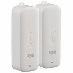 Luminea Home Control 2er-Set Temperatur- & -Feuchtigkeitssensoren für Set THS-100, 150 m Luminea Home Control Funk-Temperatur- & Luftfeuchtigkeitssensoren für innen und außen mit WLAN-Gateway und App 