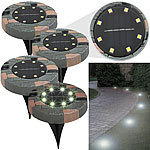Lunartec 4er-Set Solar-Akku-Bodenleuchten mit 8 LEDs, warmweiß, IP44 Lunartec 