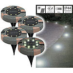 Lunartec 4er-Set Solar-Akku-Bodenleuchten mit 8 LEDs, warmweiß, IP44 Lunartec LED-Solar-Bodenleuchten