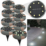 Lunartec 8er-Set Solar-Akku-Bodenleuchten mit 8 LEDs, warmweiß, IP44 Lunartec
