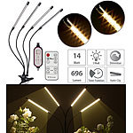 Lunartec 4-flammige Vollspektrum-LED-Pflanzenlampe mit Dreibein-Stativ, Lunartec Vollspektrum-LED-Pflanzenlampen mit Schwanenhals