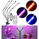 Lunartec 4-flammige LED-Pflanzenlampe, rot & blau, 360°-Schwanenhals, USB Lunartec