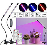Lunartec 2er-Set LED-Pflanzenlampen, rot & blau, 360°-Schwanenhals, USB Lunartec LED-Pflanzenlampen mit Schwanenhals