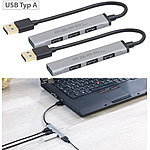 PEARL 2er Set USB-Hub mit 4 Ports, 1x USB 3.0, 3x USB 2.0, bis 5 Gbit/s PEARL 