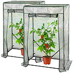 Royal Gardineer 2er-Set Tomaten-Folien-Gewächshäuser, Aufroll-Tür, 100x150x50 cm, weiß Royal Gardineer 