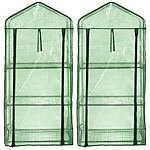 Royal Gardineer 2er-Set Folien-Gewächshäuser, 3 Etagen, Aufroll-Tür, 59x126x39cm, grün Royal Gardineer Folien-Gewächshäuser mit Etagen