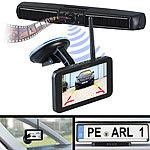 Lescars Kabellose Solar-Funk-Rückfahrkamera mit Full HD & 5" (12,5 cm) Monitor Lescars