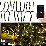 Lunartec 2er-Set WLAN-LED-Büschel-Lichterketten, 300 LEDs, App, 6 m, dunkelgrün Lunartec WLAN-LED-Lichtergirlanden mit App-, Sprach- und Musiksteuerung