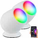 Luminea Home Control 2er-Set WLAN-Stimmungsleuchten, RGB-CCT-LEDs, 210 lm, 2,2 W, USB, weiß Luminea Home Control WLAN-USB-Stimmungsleuchten mit RGB + CCT-LEDs und App 