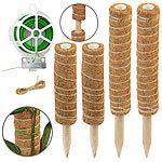 Royal Gardineer 8er-Set Rankhilfen aus Kokosfaser & Holz, 2x40 cm, 2x30 cm, Juteschnur Royal Gardineer Pflanzstäbe aus Holz und Kokosfasern