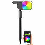 Luminea Home Control Smarter Solar-Spot mit RGB-CCT-LED, 100 lm, Versandrückläufer Luminea Home Control RGB-CCT-LED-Spots mit Solar-Panel und App