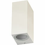 Lunartec 2er-Set Eckige Up-/Down-Wandleuchte, 2x GU10-Fassung, IP44, Alu, weiß Lunartec Up/Down-Lampen 
