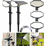 Luminea 4er Set High Power Solar LED Gartenspot, IP65, 650Lm, kaltweiß Luminea Solar-LED-Wandleuchten & -Gartenstrahler mit Erdspieß, Helligkeitssensor, tageslichtweiß