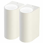 Lunartec 2er-Set Runde Up- & Down-Wandleuchte, 2x GU10-Fassung, IP44, Alu, weiß Lunartec Up/Down-Lampen 