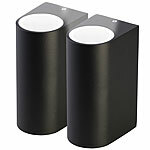 Lunartec 2er-Set Runde Up-/Down-Wandleuchte, GU10-Fassungen, IP44, Alu, schwarz Lunartec Up/Down-Lampen 