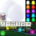Lunartec 2er-Set Akku-Leuchtkugeln für innen und außen, Ø20 cm, IP54, RGBW-LED Lunartec Akku-Leuchtkugeln RGBW mit Fernbedienung