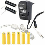revolt 2er-Set Batterie-Netzteil-Adapter, ersetzt 16 AA-Batterien (4 Geräte) revolt Batterie-Netzteil-Adapter für 2 AA-batteriebetriebene Geräte