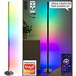 Luminea Home Control WLAN-Steh-/Eck-Leuchte, RGB-IC-LEDs, 12W, dimmbar, App, 155cm, schwarz Luminea Home Control WLAN-LED-Steh-/Eck-Leuchte mit App
