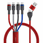 Callstel 2 x 8in1-Datenkabel USB-C/A zu USB-C/Micro-USB/Lightning, 1,2m, 60w Callstel Multi-USB-Kabel für USB A und C, Micro-USB und 8-PIN