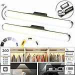Lunartec 2er-Set Akku-LED-Leselampen für Wand & Unterschrank, einstellbar, 35cm Lunartec Akku-LED-Leselampen für Wand & Unterschrank