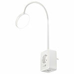 Lunartec 2er-Set Dimmbare CCT-LED-Steckerleuchten mit Steckdose, weiß Lunartec CCT-LED-Steckdosenleuchten mit durchgeschleifter Steckdose