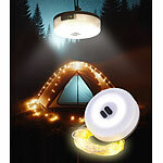 Lunartec 2in1-Akku-Campingleuchte mit Lichterkette, 6 Modi, IPX4, 10m, 130 LEDs Lunartec 2in1-Akku-Campingleuchten mit Lichterkette
