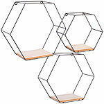 Carlo Milano 12 Hexagon-Metall-Wandregale, 3 verschiedene Größen, schwarz Carlo Milano Hexagon-Wandregale
