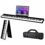 auvisio Faltbares Klavier, 88 halbgewichtete Leuchttasten, Versandrückläufer auvisio Faltbares E-Pianos mit halbgewichteten Tasten, Sustain-Pedal, App 