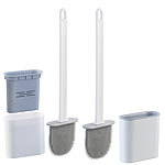 BadeStern 2er-Set WC-Silikonbürsten mit atmungsaktivem Bürstenhalter, weiß/grau BadeStern WC-Garnituren zur Wand- & Bodenmontage