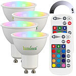 Luminea 4er-Set LED-Spots GU10, RGBW, 4,8 W, 400 lm, dimmbar Luminea