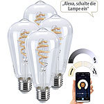 Luminea Home Control 4er-Set LED-Filament-Lampe E27, CCT, 4,5 W (ersetzt 35 W), für ZigBee Luminea Home Control 
