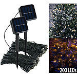 Lunartec 2er-Set Solar-Lichterketten, 200 LEDs, 8 Modi, 22 m, Dämmerungssensor Lunartec