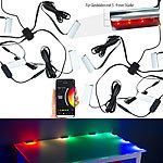 Luminea Home Control 2er-Set WLAN-LED-Glasbodenbeleuchtungen, 4 Klammern, 12 RGBW-LEDs, App Luminea Home Control 