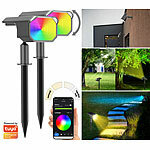 Luminea Home Control 2er-Set smarte Solar-Spots, RGB-CCT-LED, 100 lm, 2.200 mAh, 1 W, IP65 Luminea Home Control 
